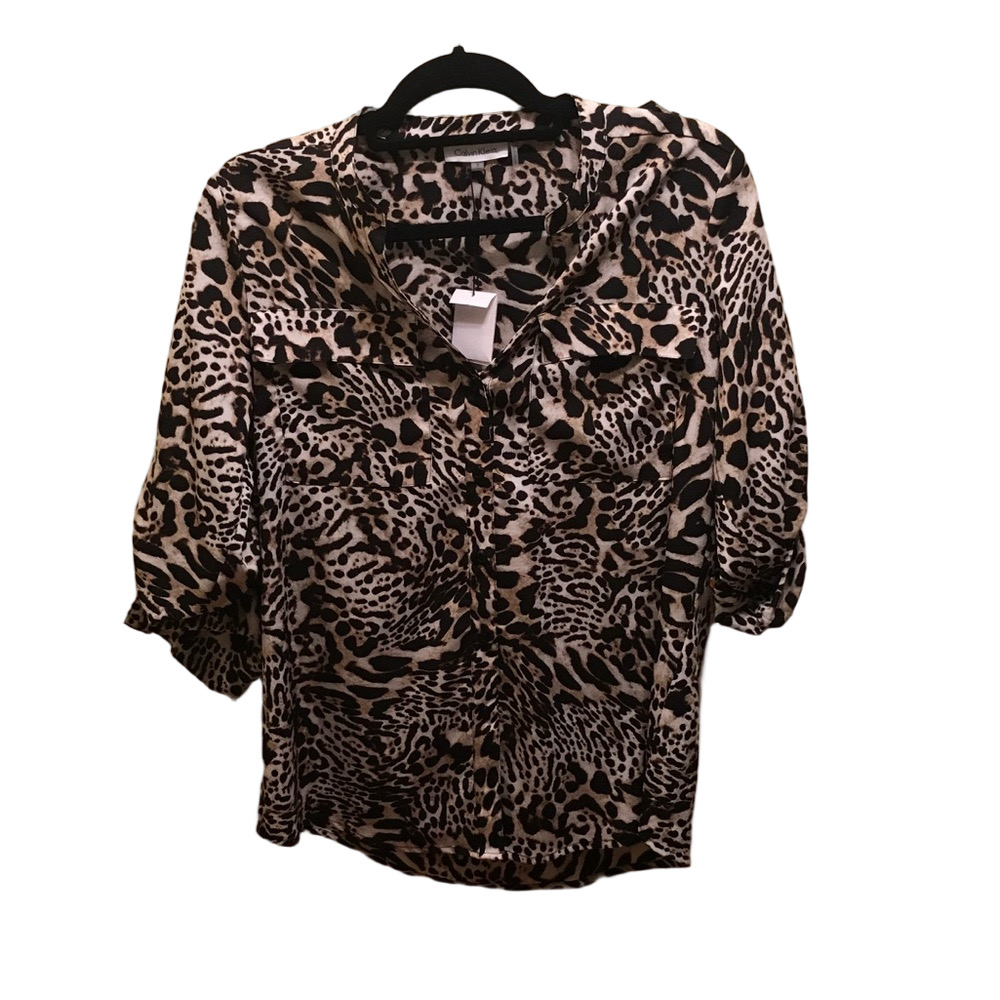 NWT Calvin Klein leopard print blouse